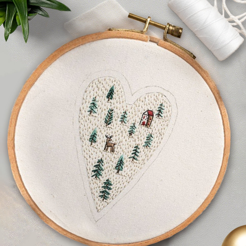 🎅Bestes Weihnachtsgeschenk💖DIY-Handstickerei-Weihnachtsdekoration in Herzform / Stickset