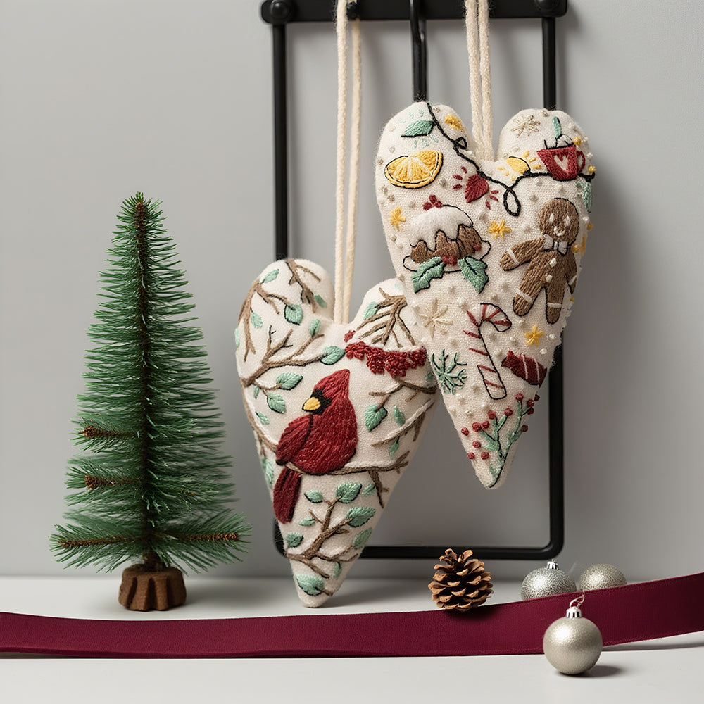 🎅Bestes Weihnachtsgeschenk💖DIY-Handstickerei-Weihnachtsdekoration in Herzform / Stickset