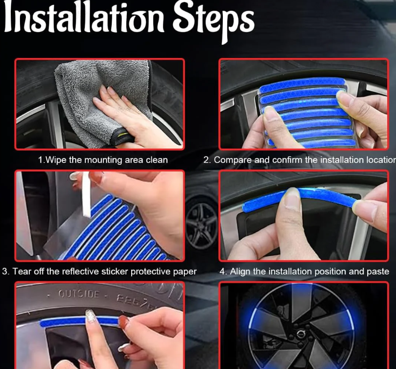 Reflektierende Auto-Felgenaufkleber(Kaufen Sie 2 genug für das Vorderrad Kaufen Sie 4 für das ganze Auto)