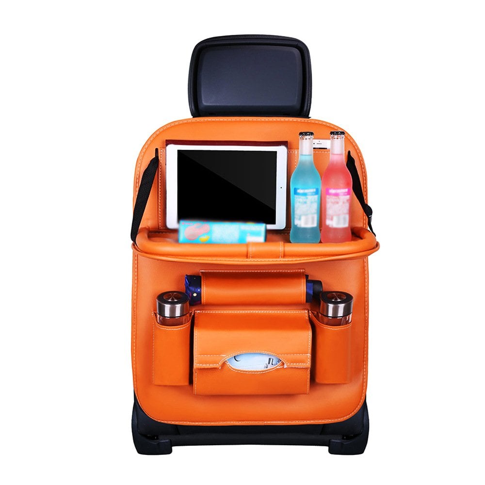 📢📢50 % Rabatt!! ⏰Auto Rücksitz Leder Organizer Aufbewahrungstasche mit faltbarem Tisch