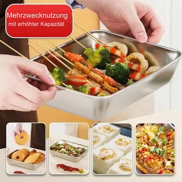 🎁【1+1 gratis】 Quadratische Platte aus Edelstahl (mit Deckel)