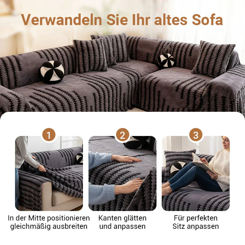🛋️ 50% RABATT 2025! ✨ Plüsch Sofaüberwurf - Extra Dicke & Rutschfeste Decke mit Elastischen Kanten für Herbst und Winter 🍂❄️