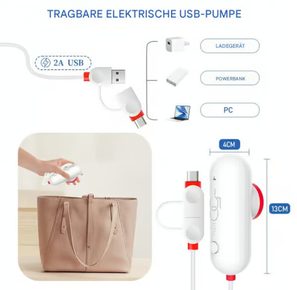 6er-Pack elektrische USB-Vakuum-Kompressionsbeutel – Platz sparen, leicht reisen!