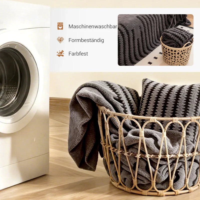 🛋️ 50% RABATT 2025! ✨ Plüsch Sofaüberwurf - Extra Dicke & Rutschfeste Decke mit Elastischen Kanten für Herbst und Winter 🍂❄️