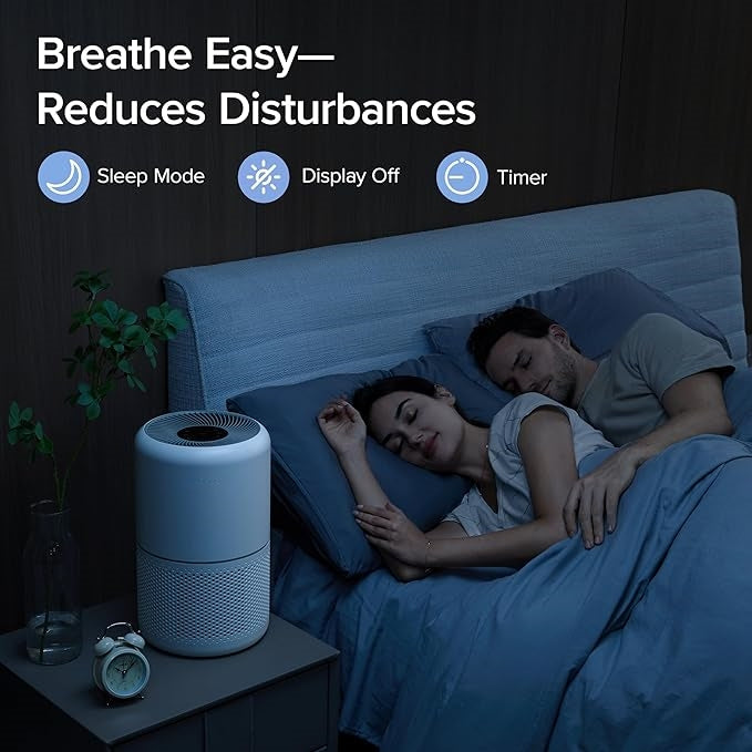 HEPA 13 Luftreiniger gegen Pollen & Rauch | 240m³/h | 24dB Nachtmodus | 50% Rabatt