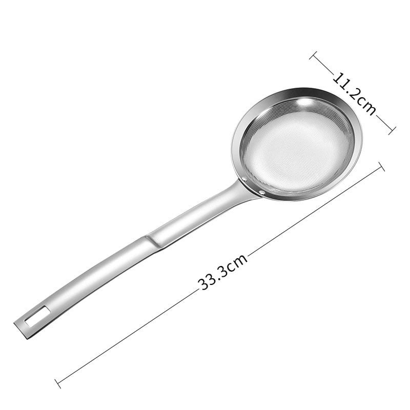 🍳30 % Rabatt – Edelstahl-Ölschöpfer mit Aufhängehaken – feinmaschig zum Abtrennen von Öl & Rückständen, ideal für Suppen & Frittierfett 🥣