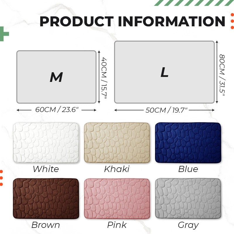 🛁 50% RABATT!🏠✨ Rutschfeste Memory-Foam-Badematte mit Kiesel-Velours – für Bad, Flur & Wohnzimmer