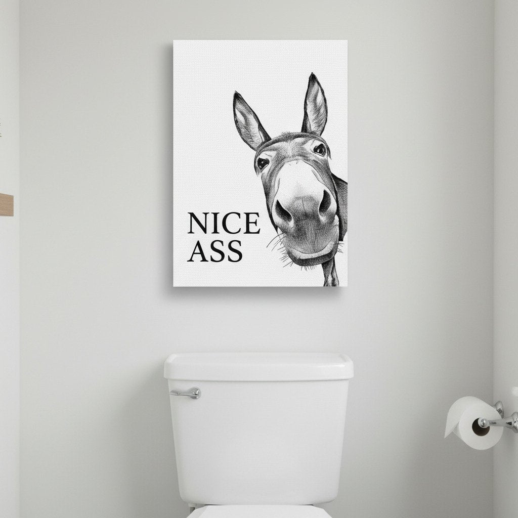 ⌛ Nur noch 3 Tage – 50 % auf alles! ⏰🏡Humorvolles Badezimmer-Wandbild – "Netter Hintern" Esel-Druck