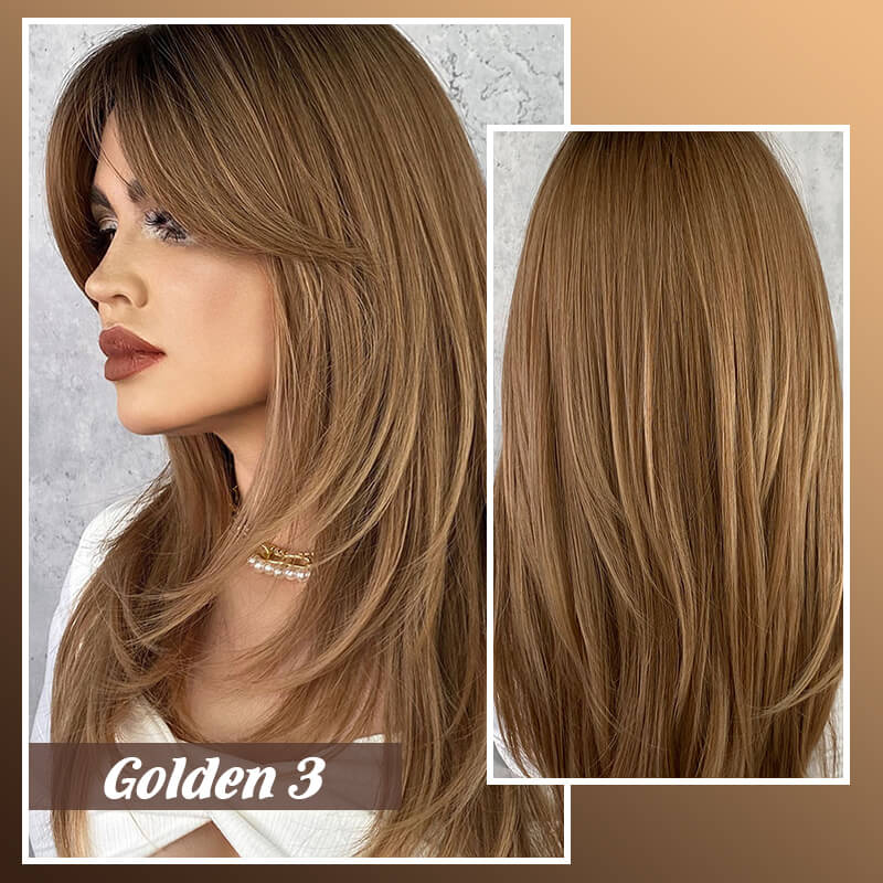 💕HOT SALE💕Perücke lange Haare Layered bangs Perücken