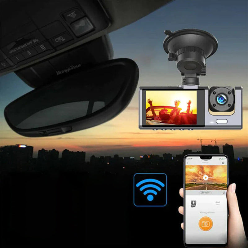 Dashcam mit 170° Weitwinkel & Doppelobjektiv in Full HD (1080p)