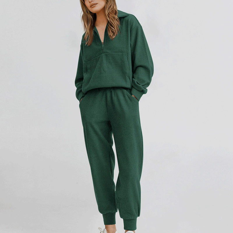🌟Damen 2-teilige Sweatshirts SetLangarm Half Zip Pullover Sweatshirt