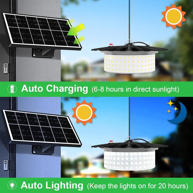Justierbare Solar-Pendelleuchte Set, Wasserdicht IP65, Für Garten Terrasse Balkon, Außenleuchte Mit Fernbedienung