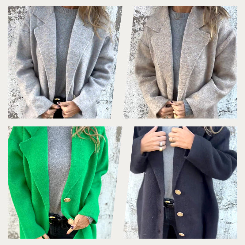 ✨Stilvoll und warm✨Langärmeliger Tweedmantel für Damen mit Kragen
