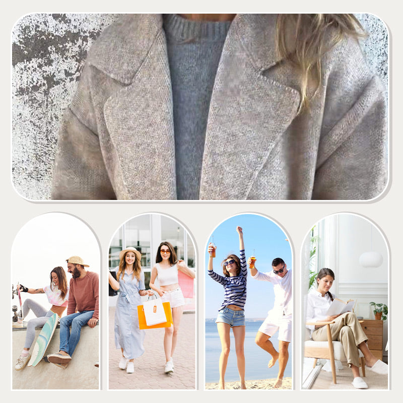 ✨Stilvoll und warm✨Langärmeliger Tweedmantel für Damen mit Kragen