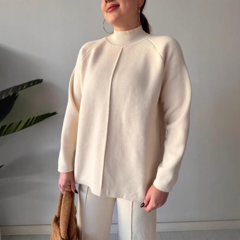 🔥Heißer Verkauf 2025🔥 Einfarbiges Strickoberteil und -hose für Damen (2-teiliges Set)