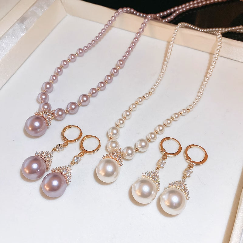 🔥Heißer Verkauf 50% OFF🔥Vintage Elegante Zirkonia Imitation Perlenkette & Ohrringe