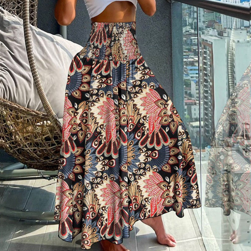 ⏳Begrenzte Zeit 50% Rabatt💥Modischer Rock mit Blumendruck und hoher Taille für Frauen