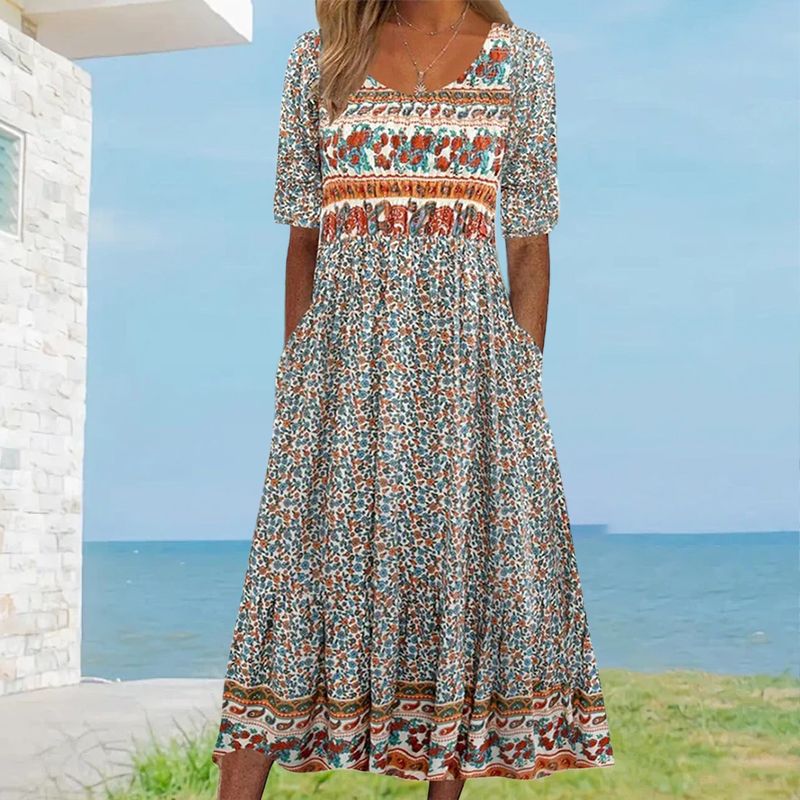 🔥50% OFF🌸✨ Elegantes Kleid mit böhmischem Muster für Frauen