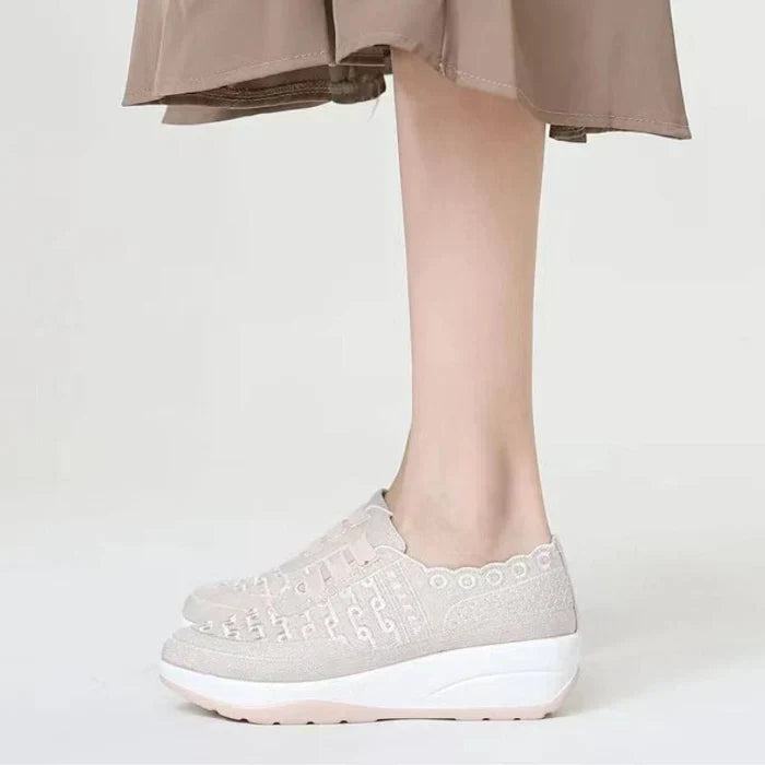 Bequeme Slip-On-Schuhe aus elastischem Mesh mit runder Zehenpartie für Damen