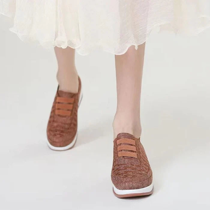 Bequeme Slip-On-Schuhe aus elastischem Mesh mit runder Zehenpartie für Damen