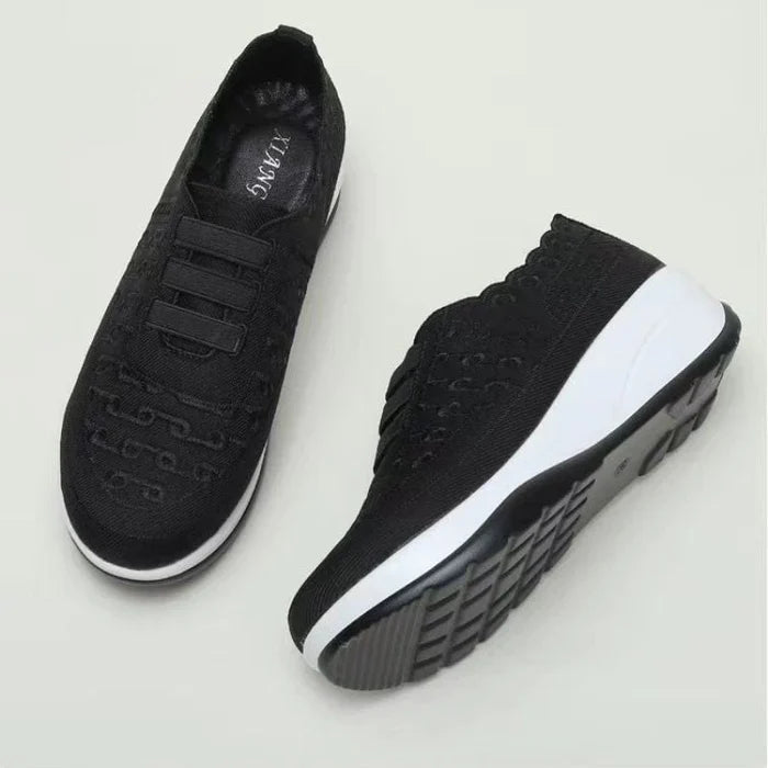 Bequeme Slip-On-Schuhe aus elastischem Mesh mit runder Zehenpartie für Damen