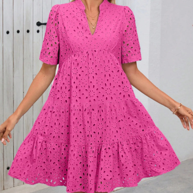 👗Sommer Neu💃Damen V-Ausschnitt A-Linie Ausschnitt Bedrucktes Kleid