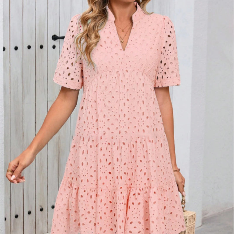 👗Sommer Neu💃Damen V-Ausschnitt A-Linie Ausschnitt Bedrucktes Kleid