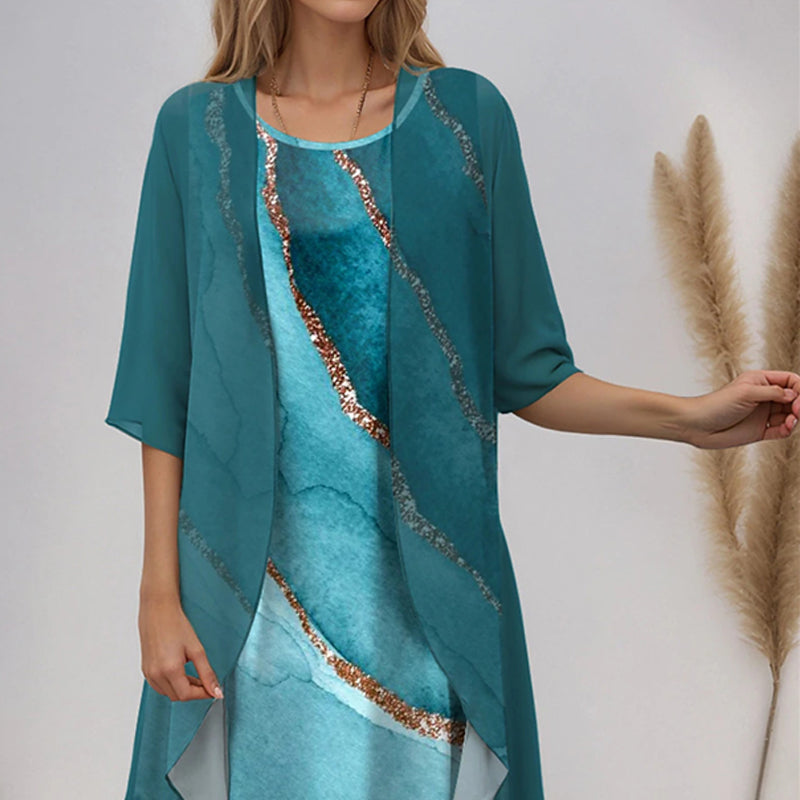 🌸Neue Modelle für den Bräutigam 2025👗Elegantes 2-teiliges Set: Halbarmbluse + Kleid