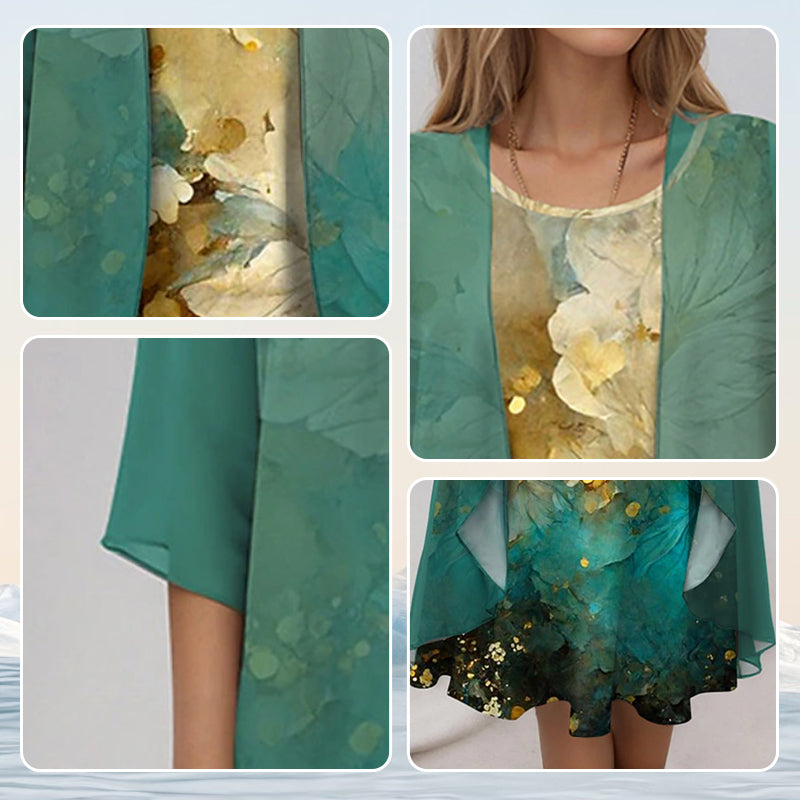 🌸Neue Modelle für den Bräutigam 2025👗Elegantes 2-teiliges Set: Halbarmbluse + Kleid