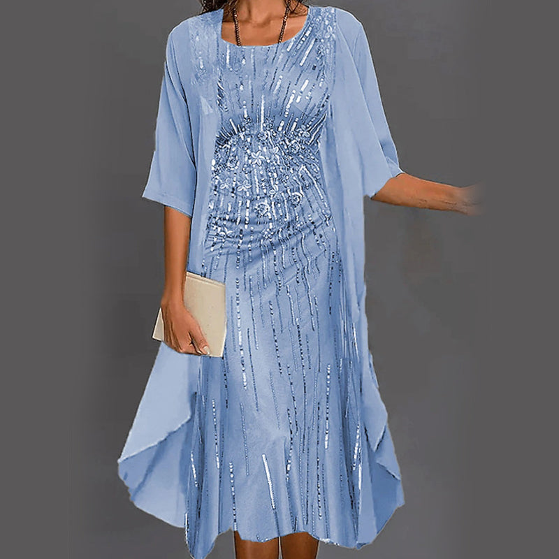 🌸Neue Modelle für den Bräutigam 2025👗Elegantes 2-teiliges Set: Halbarmbluse + Kleid