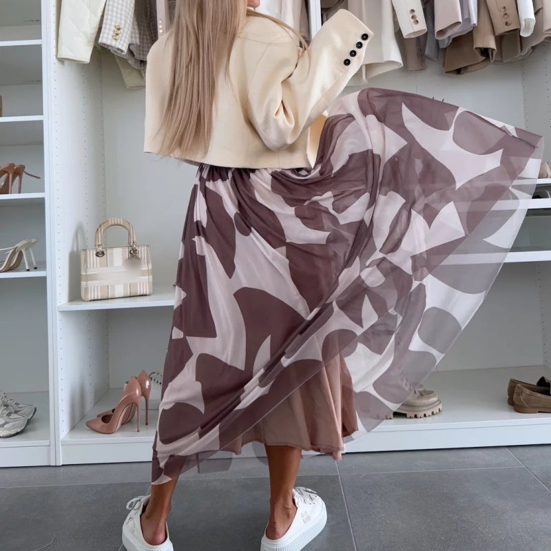 🌸LIMITIERTER Trend-Maxirock – Stylischer Druck & bequemer Gummibund | Nur kurze Zeit 50% Rabatt
