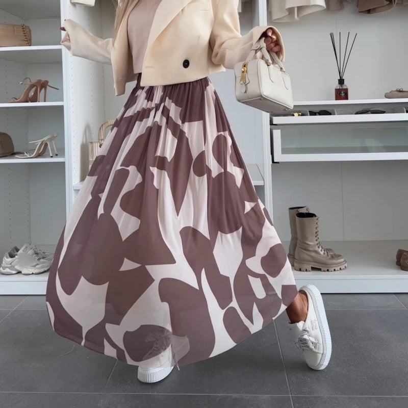🌸LIMITIERTER Trend-Maxirock – Stylischer Druck & bequemer Gummibund | Nur kurze Zeit 50% Rabatt