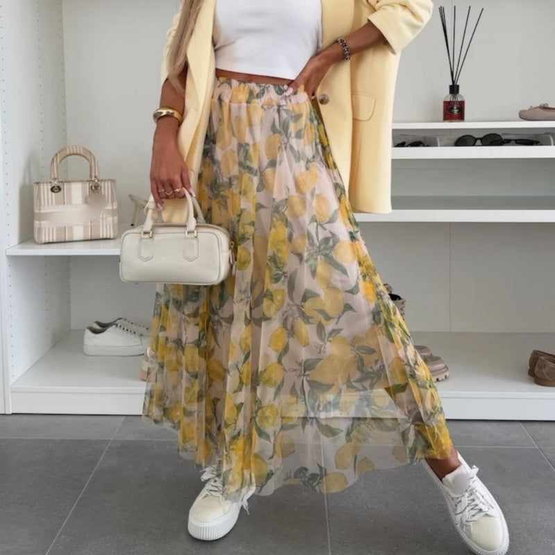 🌸LIMITIERTER Trend-Maxirock – Stylischer Druck & bequemer Gummibund | Nur kurze Zeit 50% Rabatt