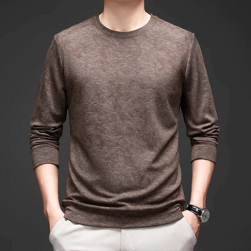 Männer loser runder Halsboden Langarm T-Shirt