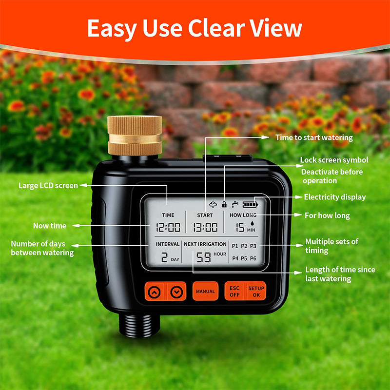 Bewässerungstimer mit großem LCD-Display für Gartenhaus