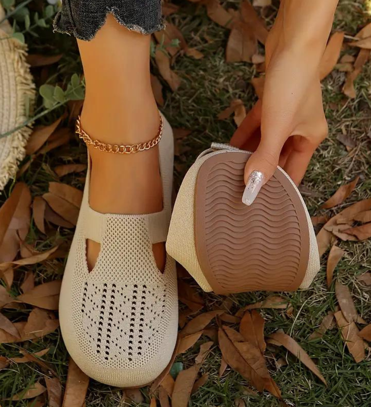 👟 Bequeme Strick-Slipper für Damen | Leicht & Atmungsaktiv | Flache Hausschuhe zum Relaxen