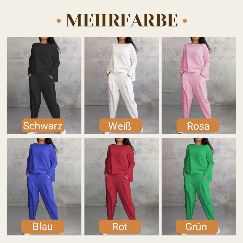 🔥2-teiliges Set mit langärmeligem Oberteil mit Rundhalsausschnitt & Hose🔥