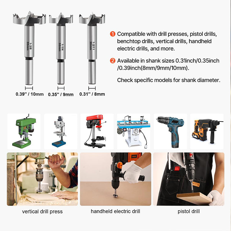 3-in-1 Anti-Rutsch-Sechskant-Holzlochbohrer-Set