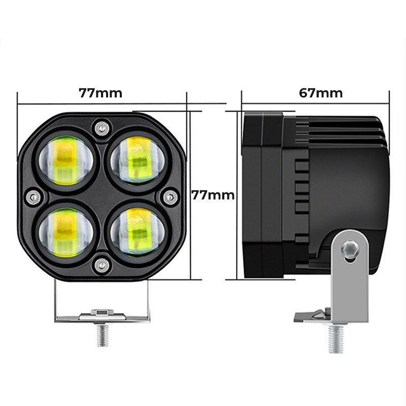4-LED Motorradscheinwerfer (40W, 4000LM, IP67) – Aluminiumgehäuse, 6000K Tageslichtweiß
