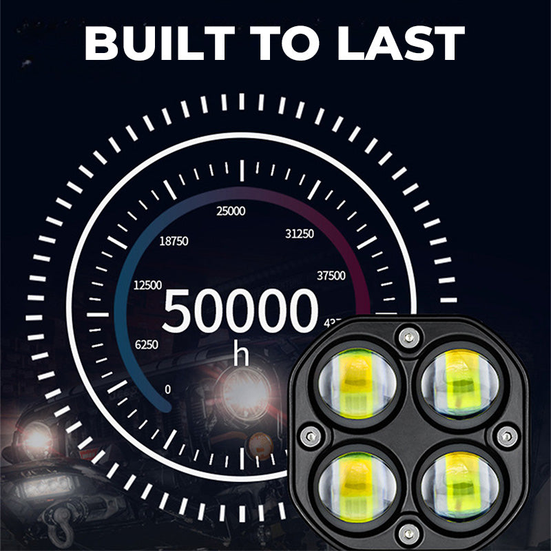 4-LED Motorradscheinwerfer (40W, 4000LM, IP67) – Aluminiumgehäuse, 6000K Tageslichtweiß