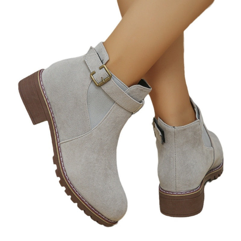 Solide elastische Stiefeletten mit niedrigem Absatz für Damen