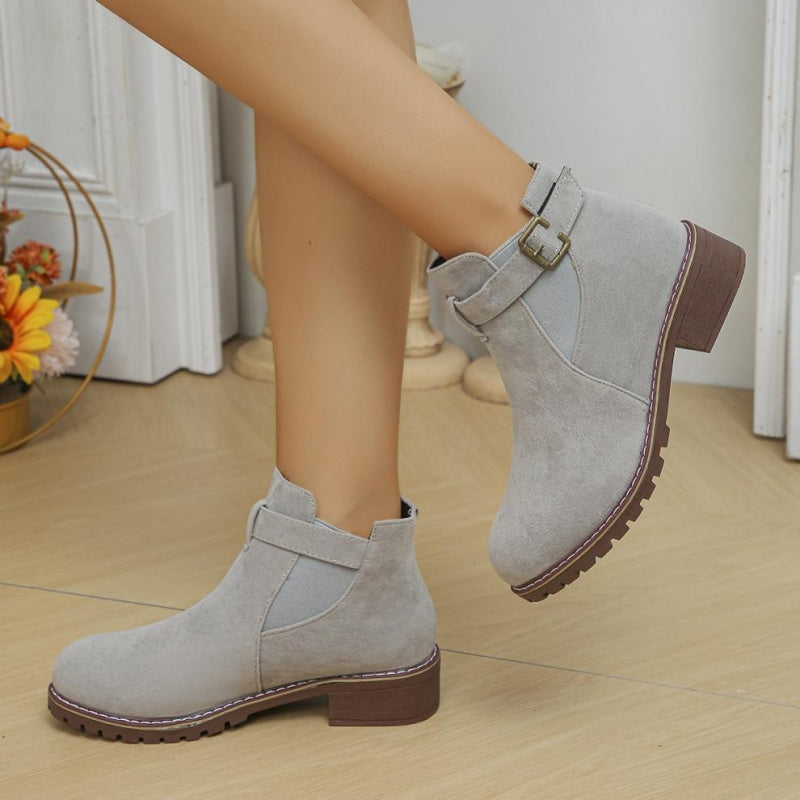 Solide elastische Stiefeletten mit niedrigem Absatz für Damen