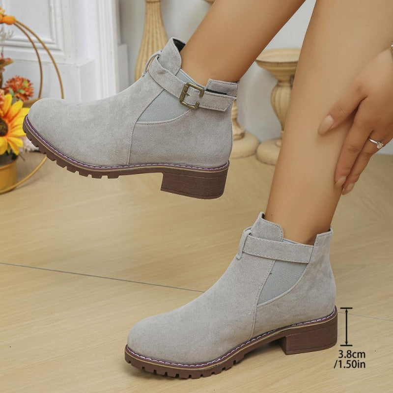 Solide elastische Stiefeletten mit niedrigem Absatz für Damen