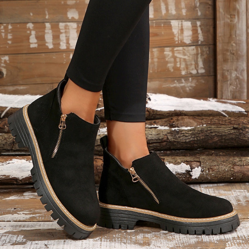 🥾✨Damenschuhe mit runder Spitze und Reißverschluss, für alle Fußformen geeignet