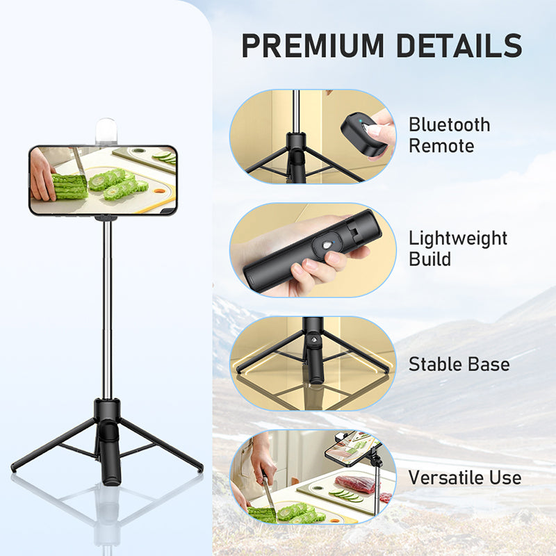 Tragbares 4-Bein-Bluetooth-Selfie-Stick-Stativ