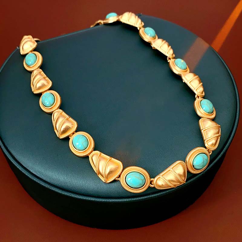 Retro Stud Earrings and Necklace Set for Women