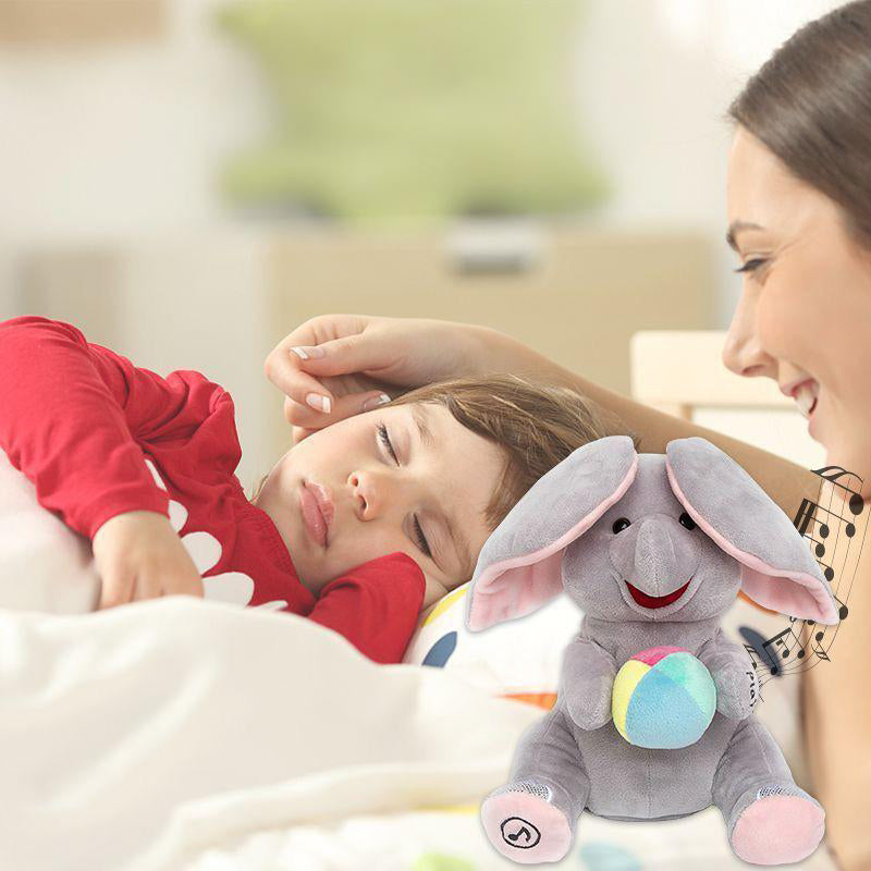 Versteckspiel-Elefant aus Plüsch - Trainingsspielzeug mit Geräuscheffekten für Babys ab 0+ Monaten | Förderung der Kopfkontrolle & sensorischen Entwicklung