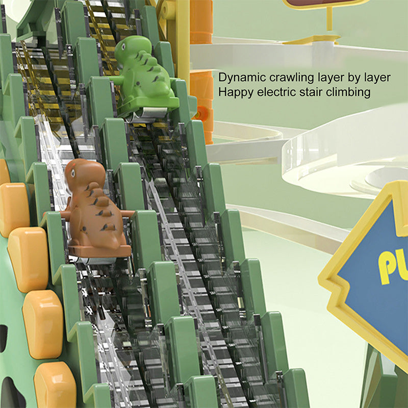 Elektrische Doppelspur-Dinosaurier-Rutsche – Interaktiver Spielspaß mit Spurwechseln und Lichteffekten