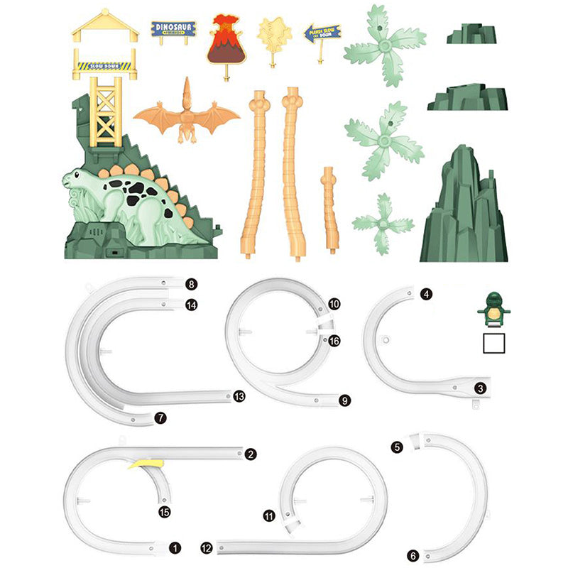 Elektrische Doppelspur-Dinosaurier-Rutsche – Interaktiver Spielspaß mit Spurwechseln und Lichteffekten