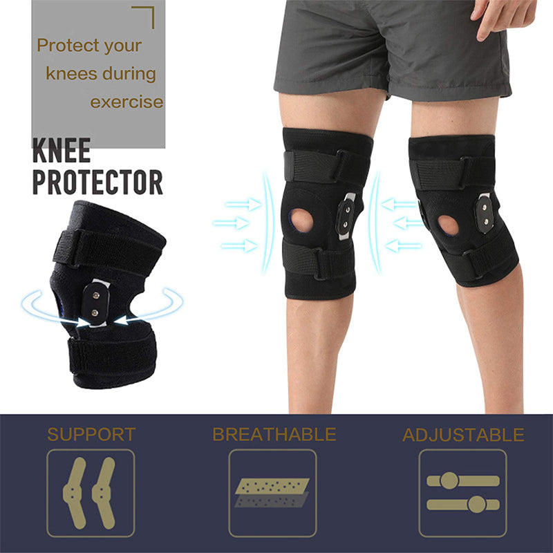 Stützende Sport-Kniebandage mit Doppelfeder & Silikon-Patella-Ring – Schutz bei Bewegung, Training & Wandern